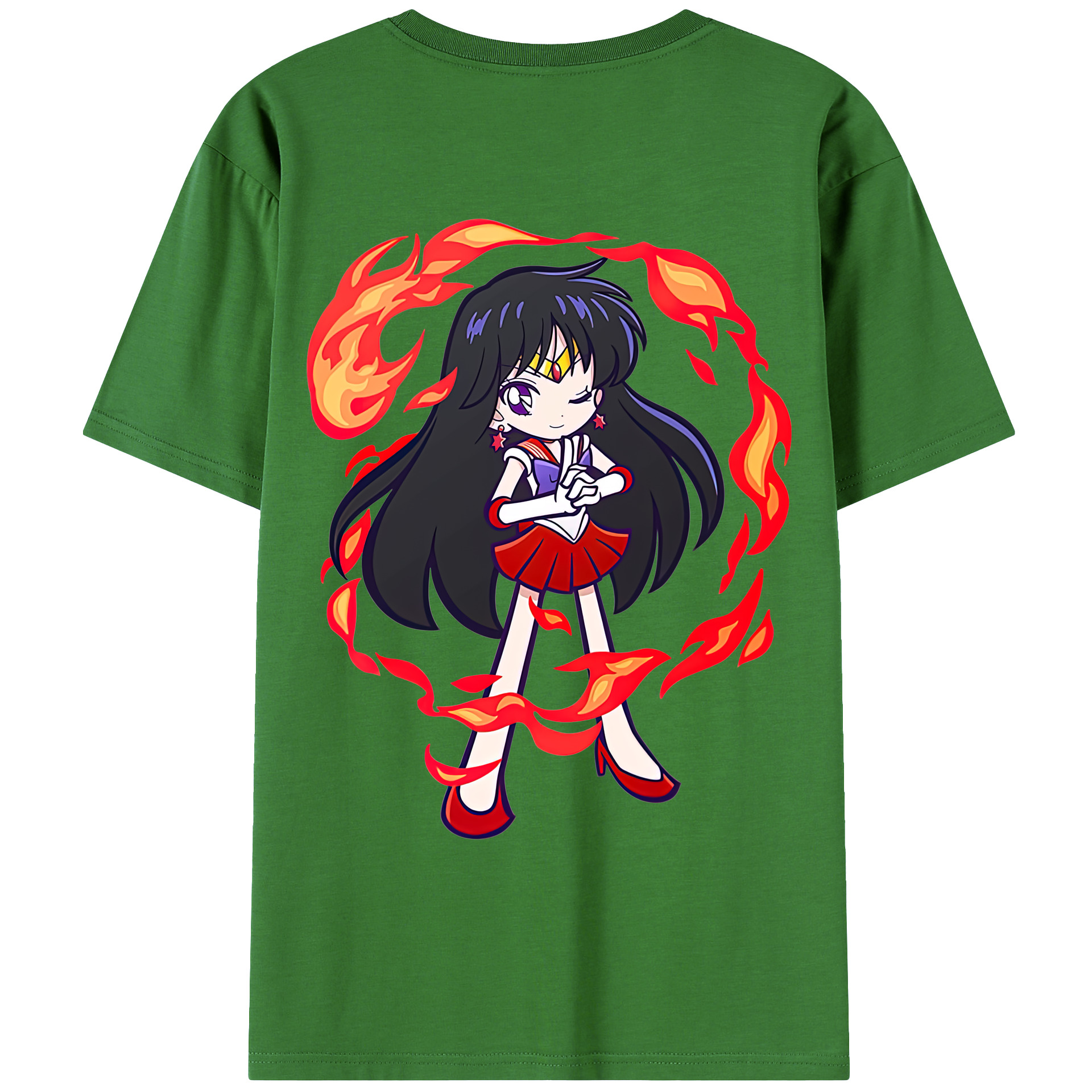 （画像用） 美少女戦士セーラームーン 火野レイ ひの レイ Sailor Moon Hino Rei （セーラーマーズ,Sailor Mars） レディース半袖Tシャツ(バックプリント)